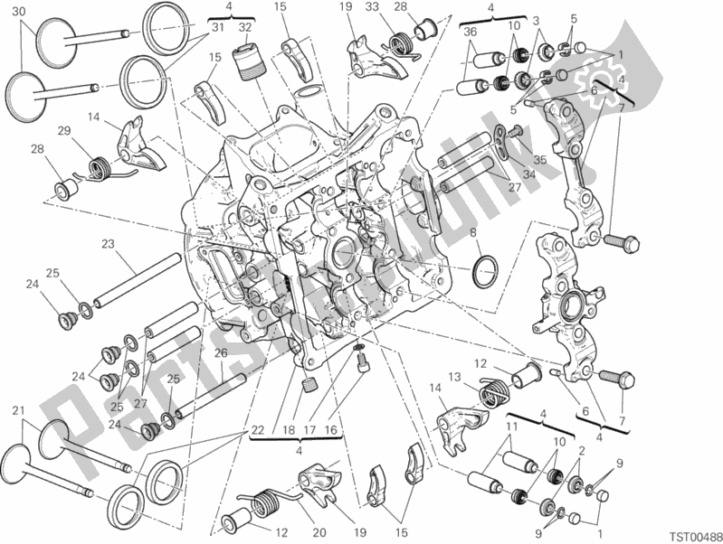 Alle onderdelen voor de Horizontale Cilinderkop van de Ducati Superbike 1199 Panigale ABS 2012